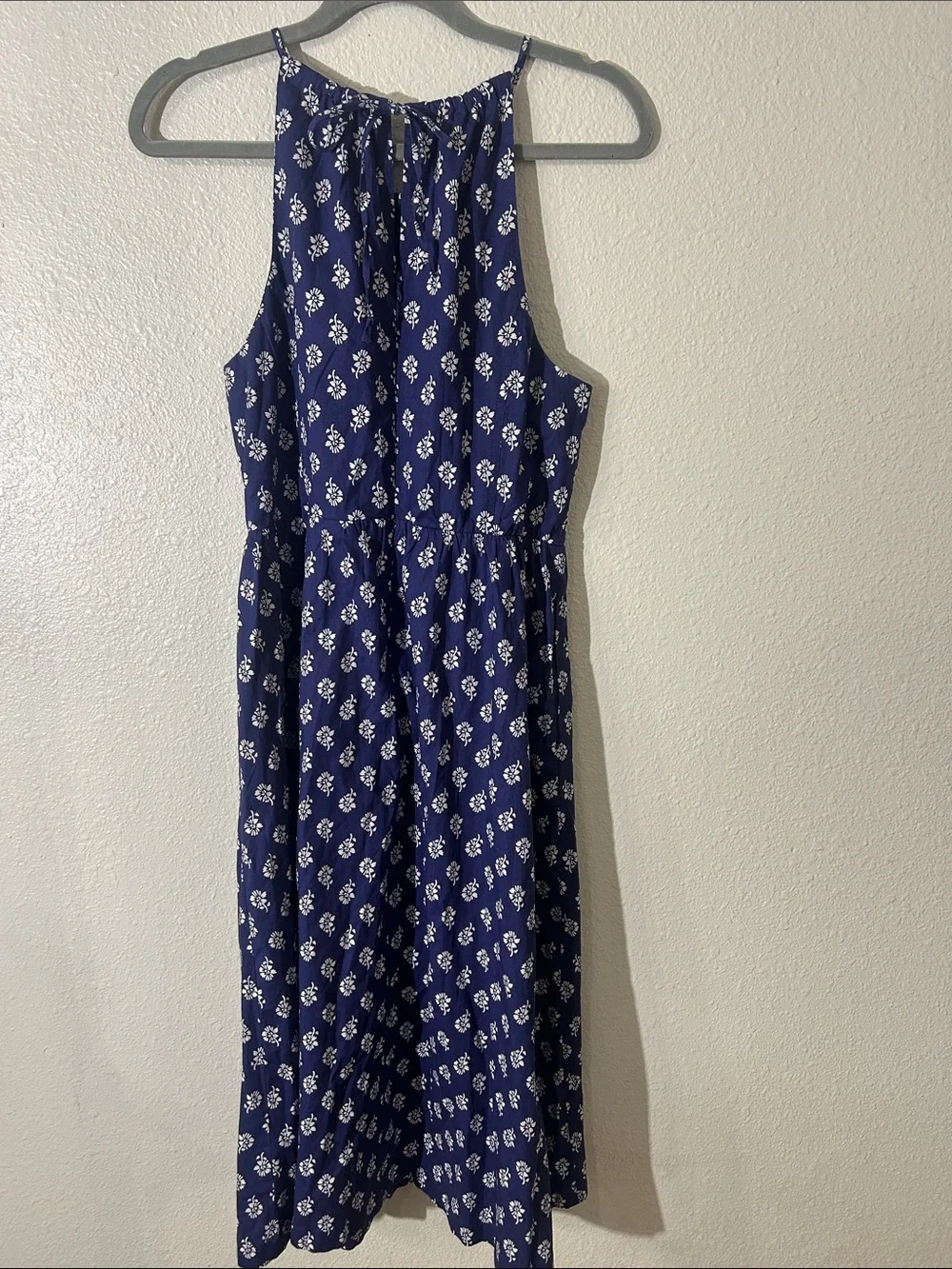 J. Crew Navy Floral Halter Maxi Dress